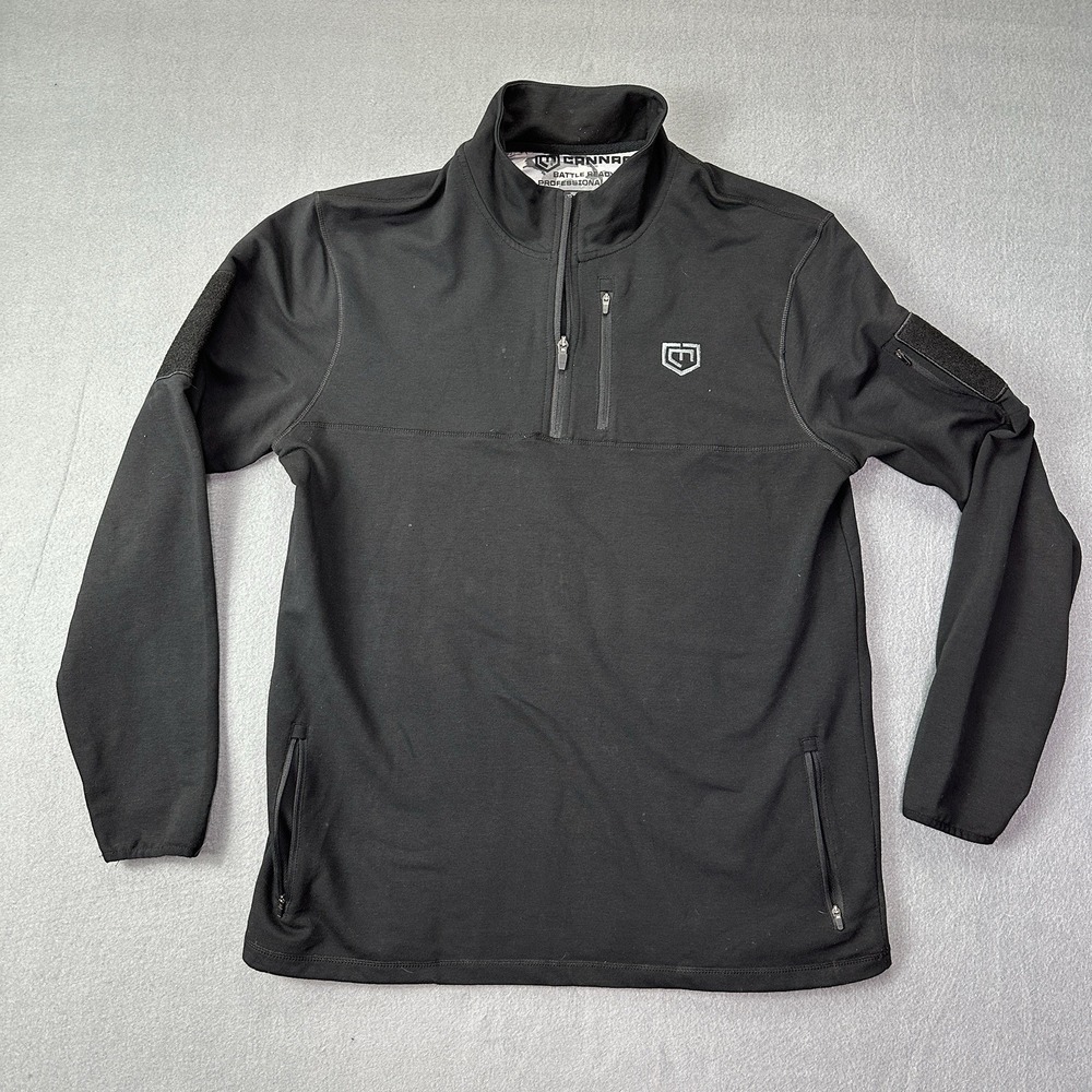 Cannae Pro Gear Men's 1/4 Zip Fleece‎ Lined Tactical Pullover Black • L